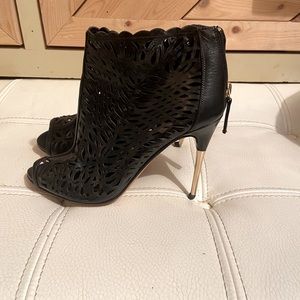 Hugo Boss Laser Cut Peep Toe Bootie